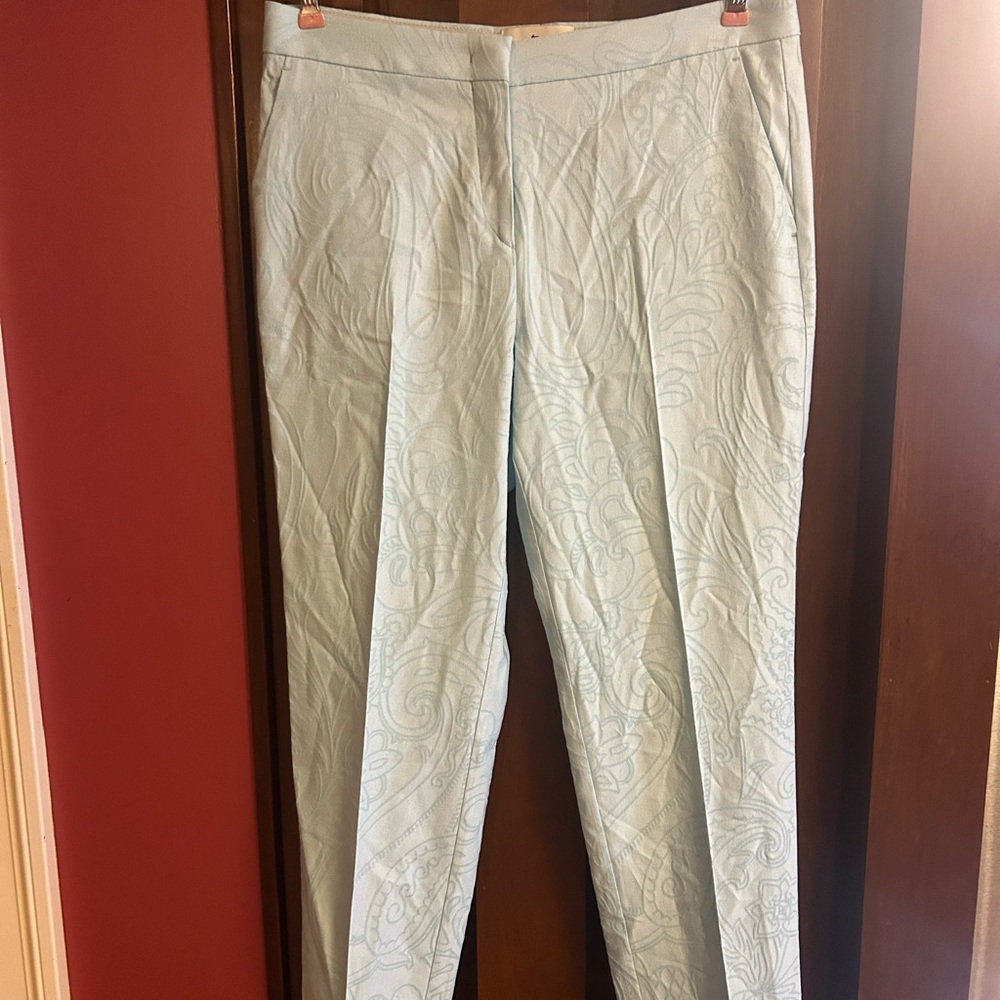Etro trousers cuffed ankle blue paisley new